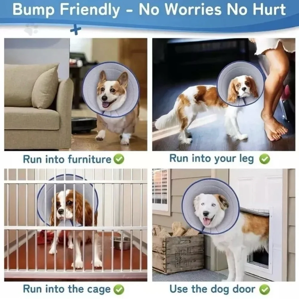 NWT Boomaker Extra Soft Dog Cone After Surgery Blue Elizabethan Collar, Small